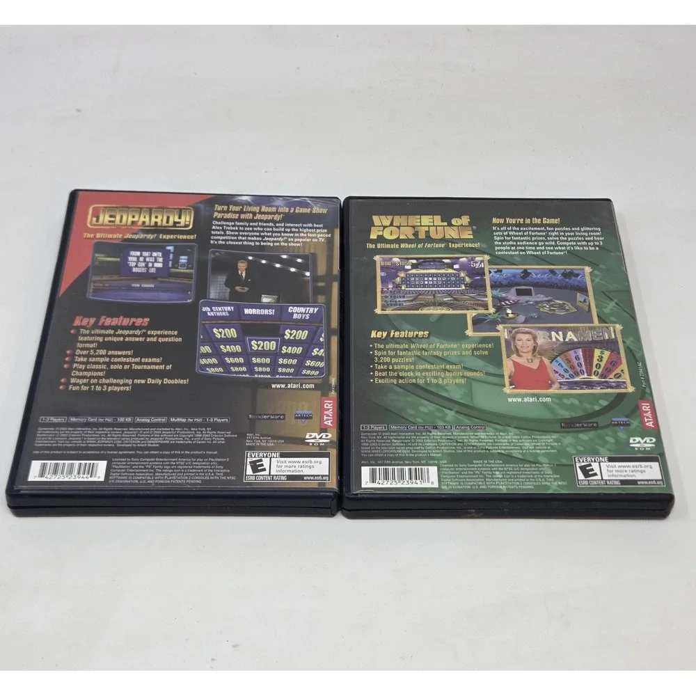 Jeopardy! & Wheel of Fortune PS2 Game Show Bundle Complete Atari 2003